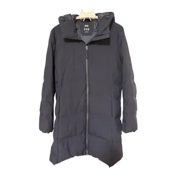 유니클로 UNIQLO 후드 부착 심리스 다운 숏코트 네이비