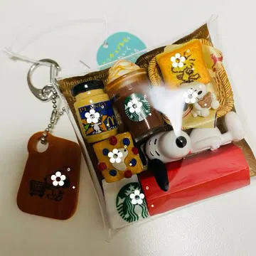 가챠 파우치 스누피 미니어처 식품 세트 키링