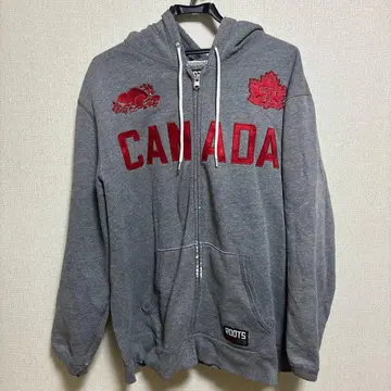ROOTS 캐나다 로고 XL 그레이 후드티