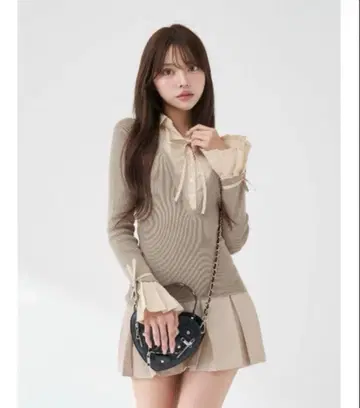 Darich 셔츠 도킹 플리츠 미니 원피스 GRY