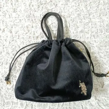 u.s.polo assn. 코듀로이 벨로아 복조리 백 블랙