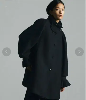 mici 미치 스탠드 카라 미들 코트 울 코트 메탈 버튼