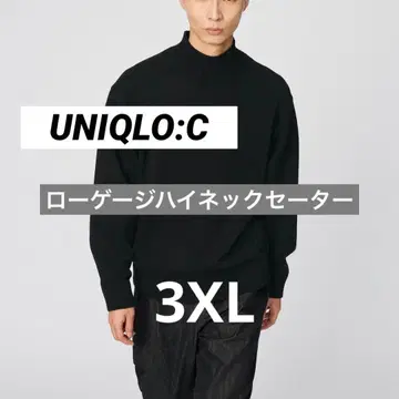 유니클로:C 로우 게이지 하이넥 스웨터 블랙 3XL