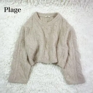 [ 새상품급 ] Plage 알파카 네이비 케이블 숏 풀오버 2023AW