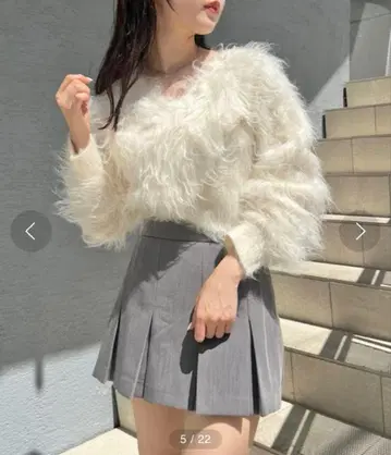 chico 샤기 MIX 크로스 니트 화이트