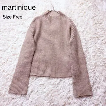 마르티니크 베이지 하이넥 리브 모헤어 니트