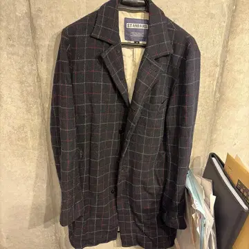 [ 중고 ] 안도에 STANDARD 체스터 코트 네이비 그레이