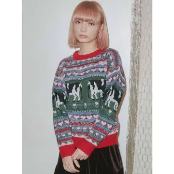 merry jenny 목장 니트 레드 소