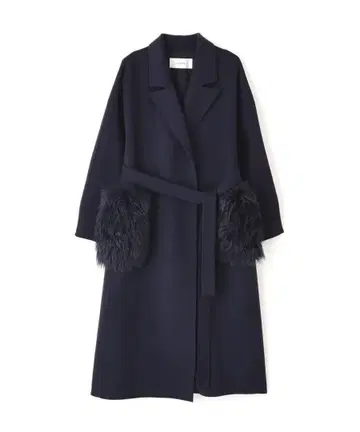 ADORE 솔리드 울 리버 코트 네이비080