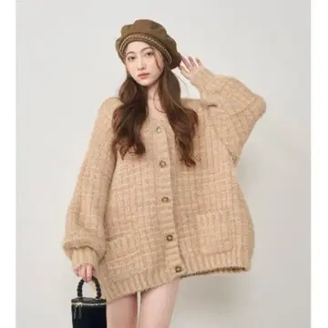 Darich 몰륨 볼륨 니트 가디건 브라운