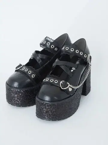 Ank Rouge Be mqin 하트 버클 체인 통굽 신발