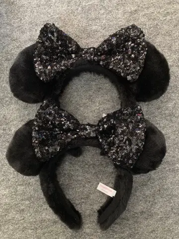 디즈니 머리띠 복슬복슬 스팽글 블랙 보아 푹신푹신