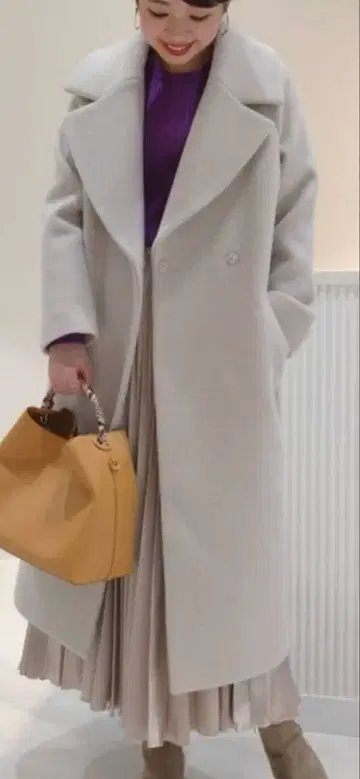 noble 멜란지 에어울 와이드 칼라 코트 38