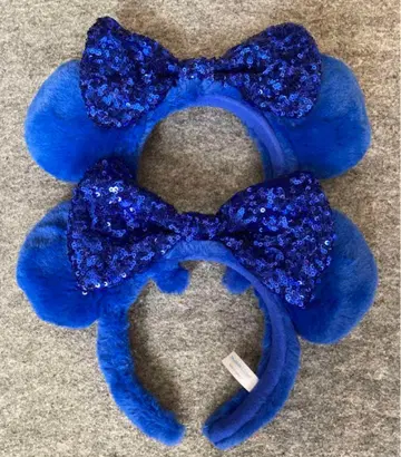 디즈니 머리띠 복슬복슬 스팽글 파랑 블루 보아 푹신푹신