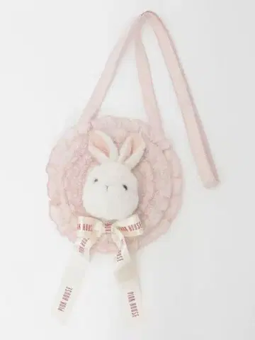 토끼 얼굴 인형 부착 서클 프릴 미니백