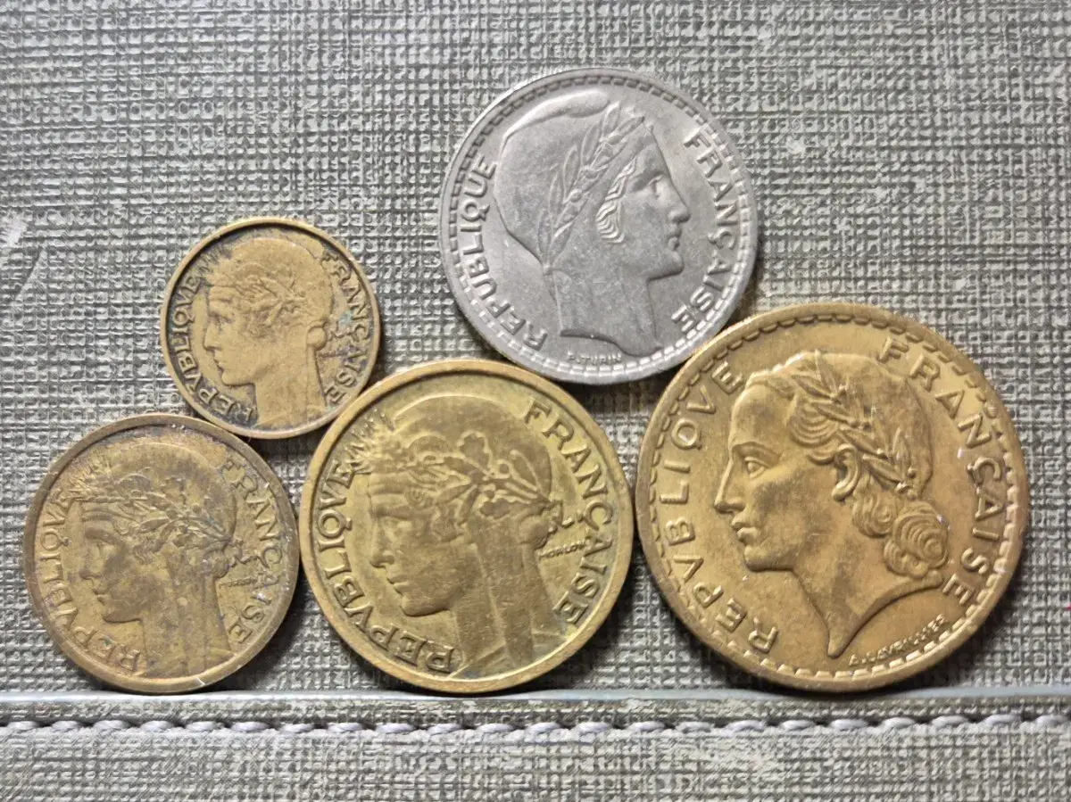 1940 France Circulating Coin 5-Type Set