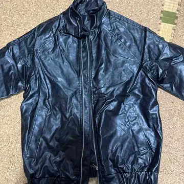 블랙 합성 피혁 자켓