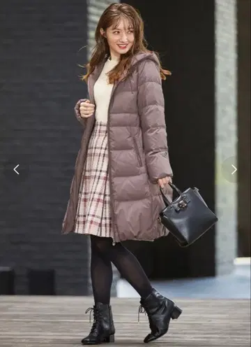 페루 다운 코트 롱 브라운