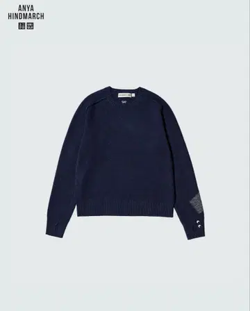 유니클로 x Anya Hindmarch 캐시미어 크루넥 스웨터 L 네이비