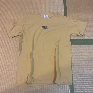 SUPER 로고 자수 T셔츠 베이지