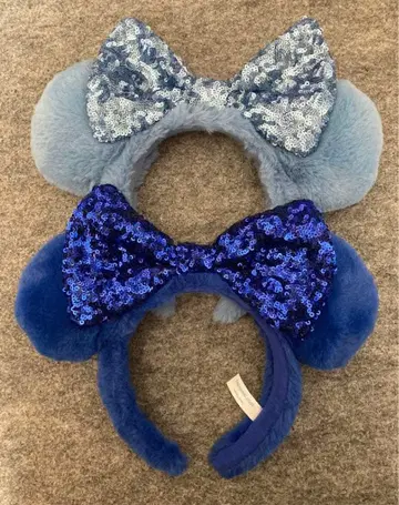 디즈니 머리띠 복슬복슬 스팽글 짙은 파랑 탁한 블루 보아