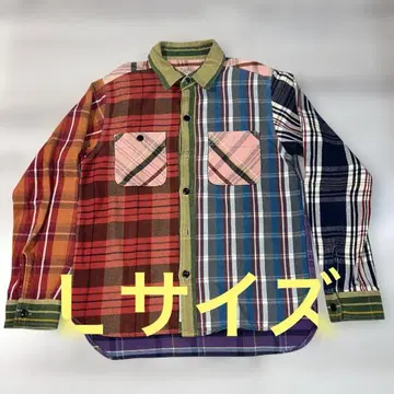 HOUSTON 휴스턴 클레이지 패턴 체크 긴팔 셔츠 L