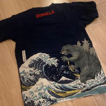 도호 고질라 GODZILLA 우키요에 디자인 T셔츠 사용감 있음
