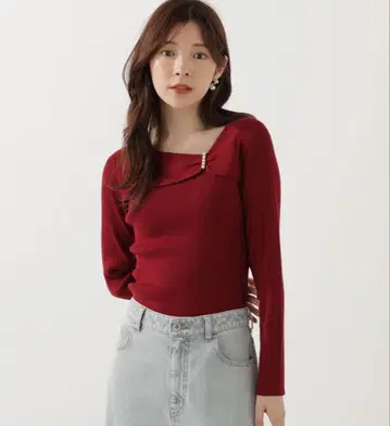 프로포션 바디 드레싱 / 비대칭 펄 디자인 니트 M