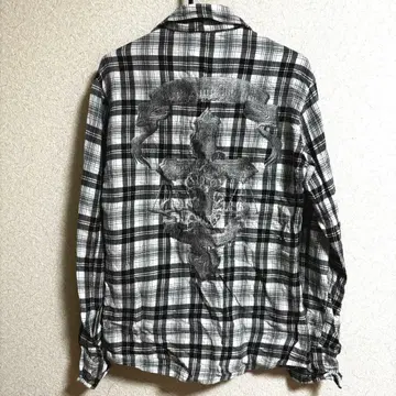 BACKBONE 백본 백 프린트 엠블럼 체크 셔츠