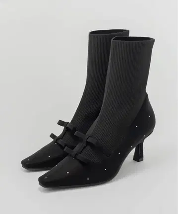 RANDA 미니 리본 니트 도킹 부츠 블랙 L 사이즈 DC34151