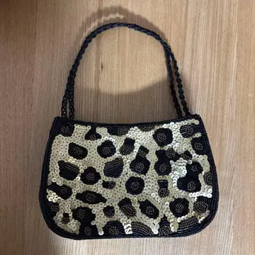 레오파드 무늬 비즈 파티 백