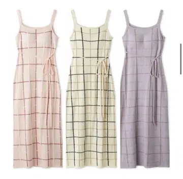 스나이델 홈 체크 민소매 원피스 핑크