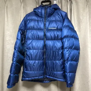 mont-bell 다운 자켓 파랑 후드 부착