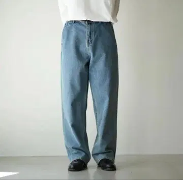 BONBON 릴랙스 핏 스트레이트 청바지 라이트 블루 M 사이즈