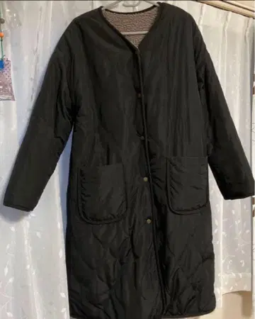 블랙 퀼팅 자켓 롱 기장