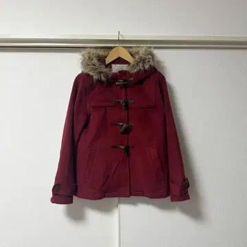 Avant-garde 빨간색 더플 코트 탈부착 가능한 퍼 후드