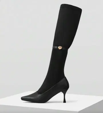 표기 39 24.5-25 상당 삭스풍 블랙 롱 부츠 슬림 핏