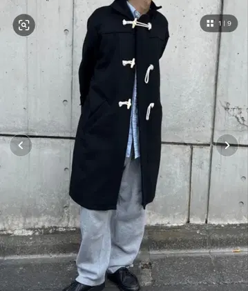 broken base 더플 코트 울 소재 블랙 L 사이즈