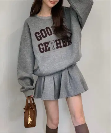 by muni:r 그레이 프린트 맨투맨 셋업