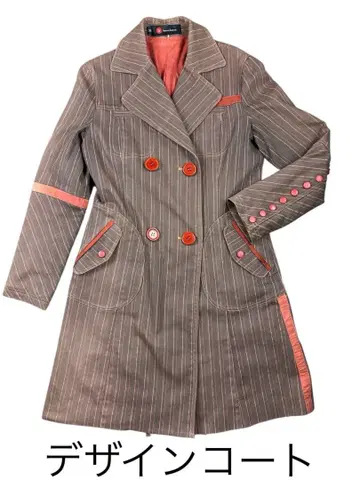 디자인 코트 더블 핀스트라이프 브라운 x 핑크 여성용
