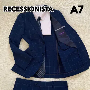 RECESSIONISTA A7 네이비 체크 비즈니스 정장