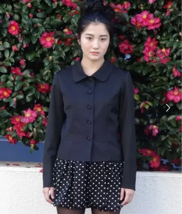 fekete 라운드 칼라 자켓 블랙