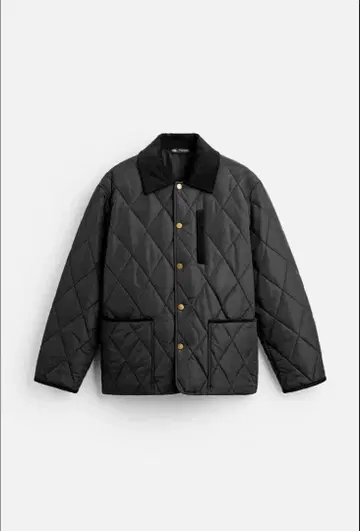[ 새상품급 ] ZARA 코듀로이 옷깃 퀼팅 자켓 블랙