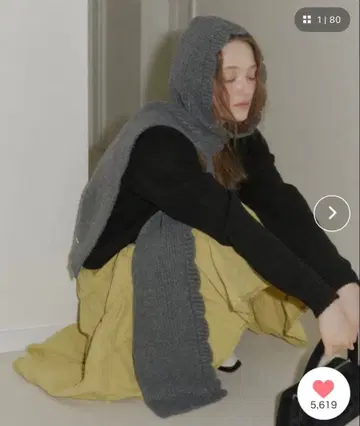 GIUNON 2way 스캘럽 후드 머플러 그레이