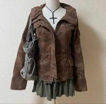 갸루 헤이세이 갸루 그런지 카모플라쥬 아우터 코듀로이 y2k