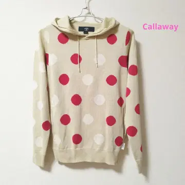캘러웨이 X SERIES 도트 무늬 후드 부착 니트탑