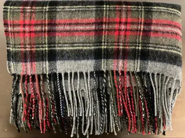 그레이 빨간색 체크 울 머플러 60x180