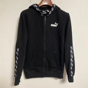 PUMA 블랙 테이프 로고 속기모 풀 집업 후드 자켓 S