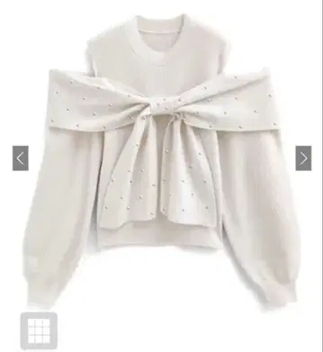 GRL 오픈 숄더 비쥬 리본 니트탑