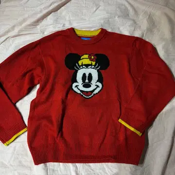 미키마우스 니트 스웨터 빨간색